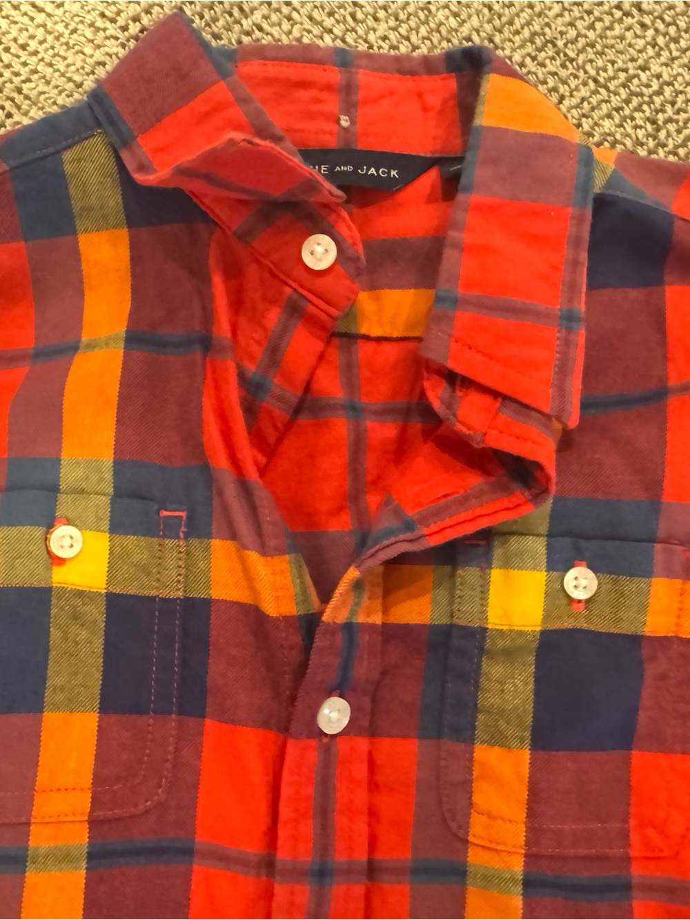 Janie and Jack Red, Navy & Yellow Plaid Button-Down Shirt
